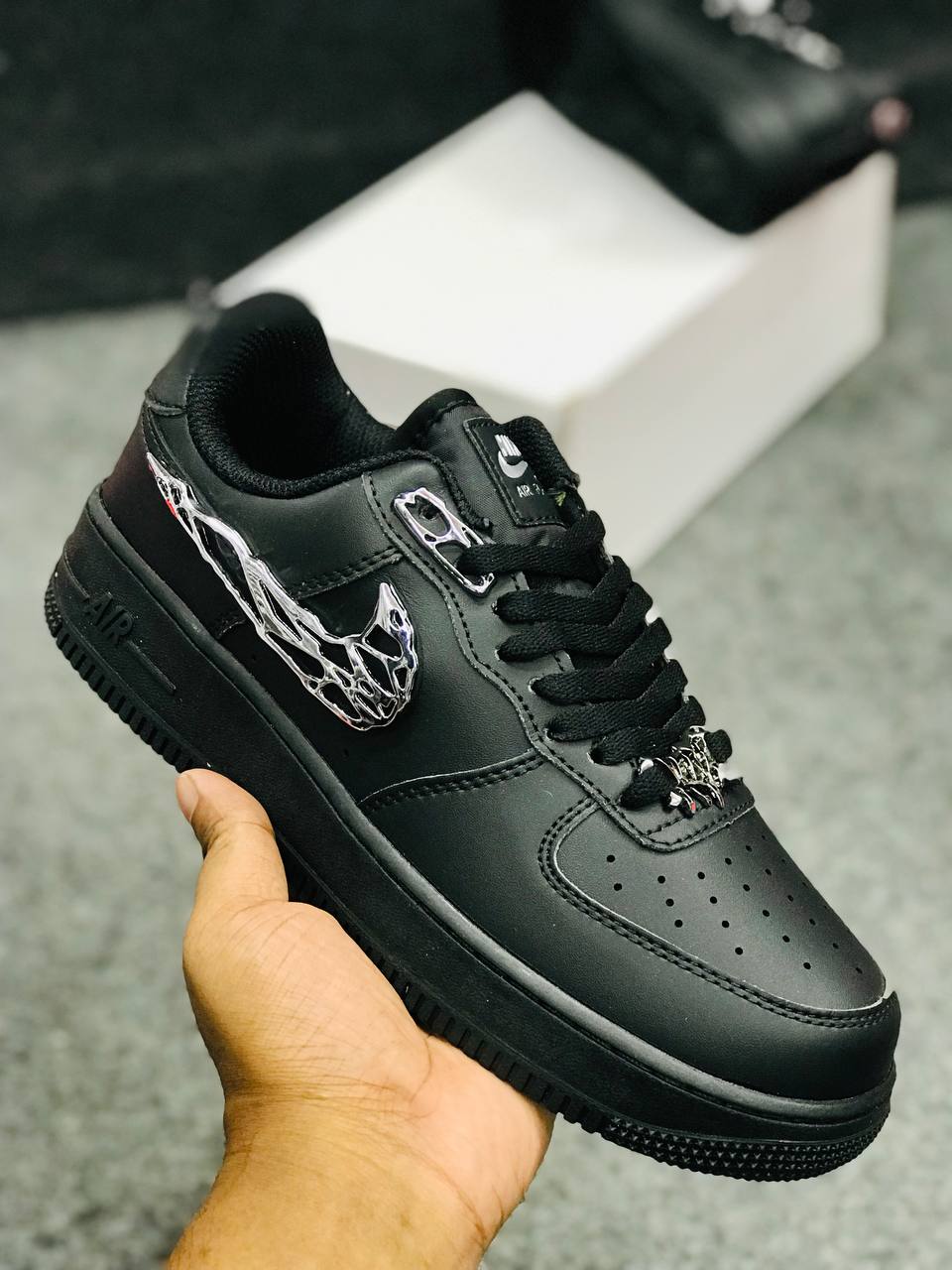 Nike Air Force 1 Low Black silver Custom