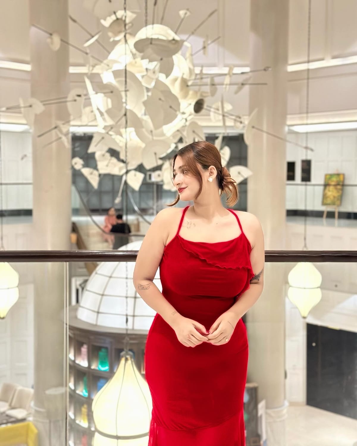 SHEIN MOD Red Prom Ruffle Date Night Ruched Mermaid Hem Cami Dress